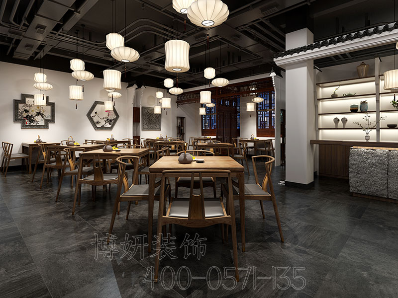杭州大型中式餐饮装修,专业中式餐饮店装修设计,杭州餐饮店装修