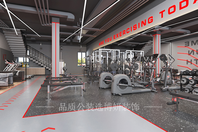 杭州专业健身馆装修,杭州健身房装潢设计公司,四川杭州健身房装修效果图,杭州装修公司